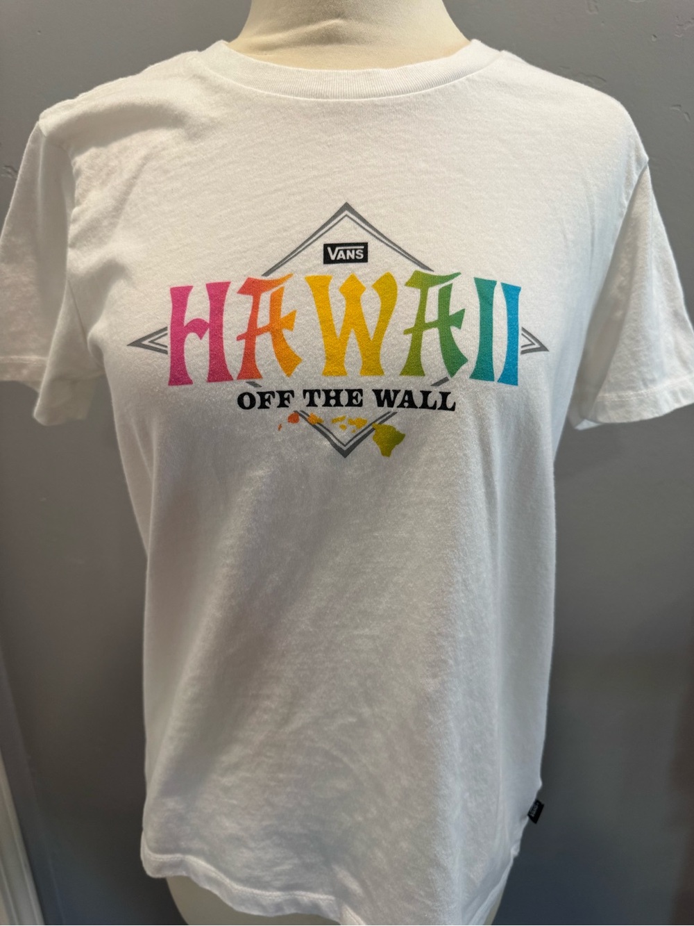 Vans Off The Wall Hawaii Graphic Tee White Rainbow Size M (Runs Small)